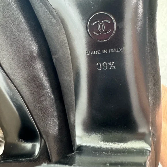 Chanel Black Heels with Mesh Design